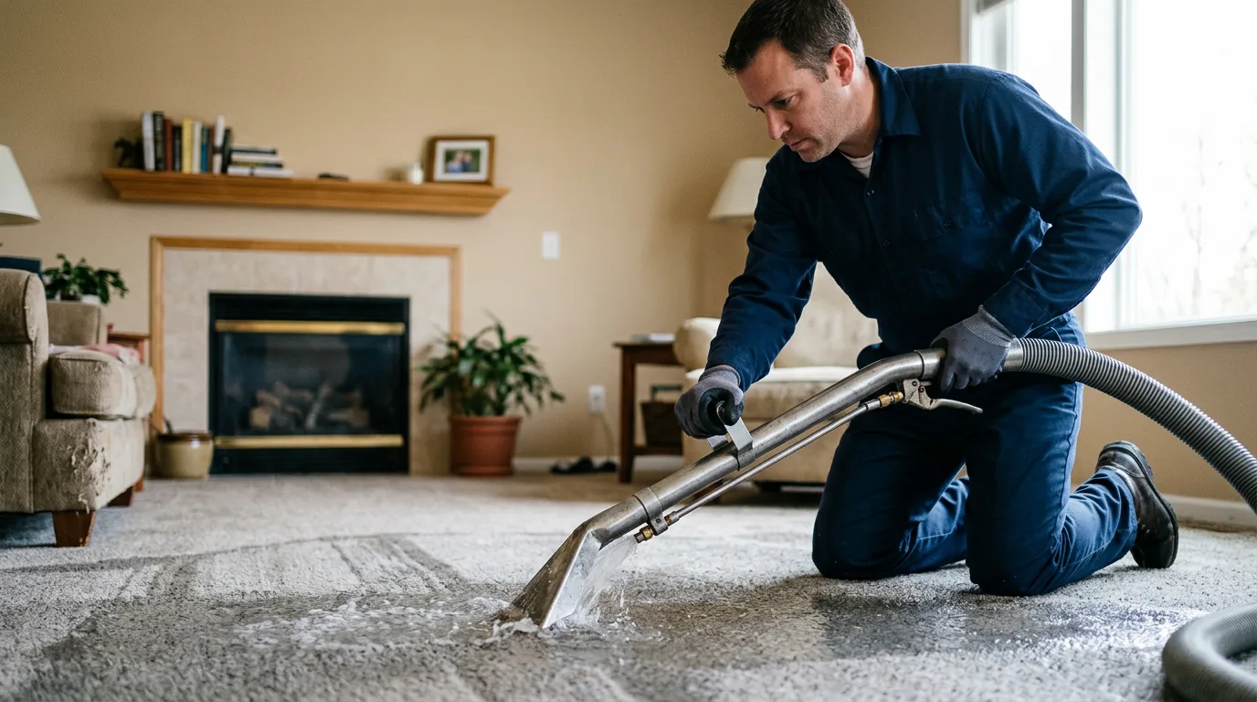 Water damage restoration technician working near Hannibal, OH